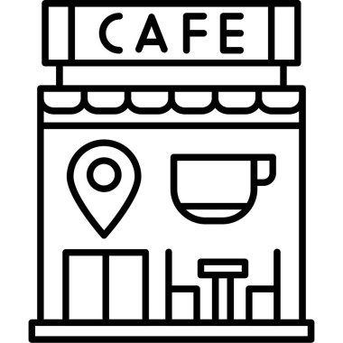 Kahve dükkanı ikonu, taslak tarzı