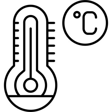 sıcaklık termometresi soğuk simgesi dış hat biçiminde