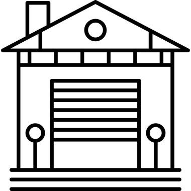 Outline tarzında mimari yapı evi simgesi