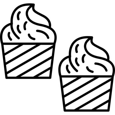 cupcake simgesi, vektör illüstrasyonu