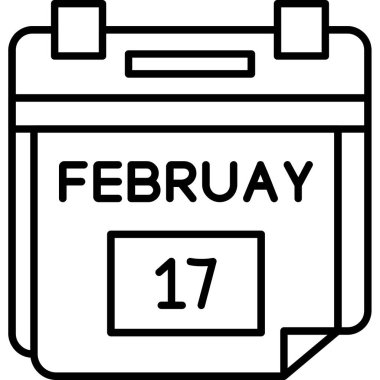 14 Şubat ana hatlar biçiminde tarih simgesi