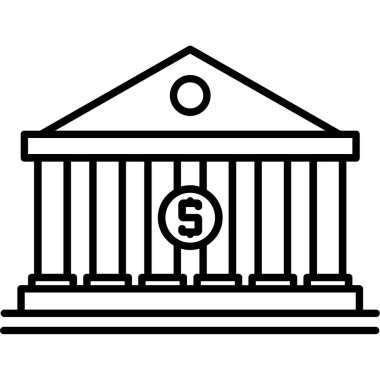 Banka binası simgesi vektör çizimi çizimi
