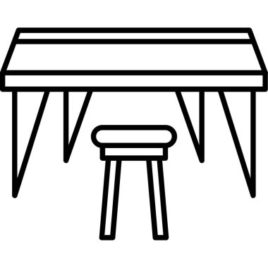 Sandalye masa ikonu. Beyaz arkaplanda izole edilmiş web tasarımı için sandalye tablosu simgesi