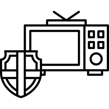 Televizyon ikonu. Web için televizyon vektör simgelerinin özet çizimi