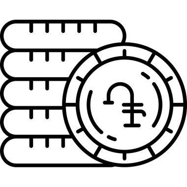 Para sikkeleri para birimi simgesini ana hat biçiminde gösterir