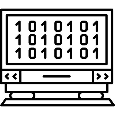 Bilgisayar monitörü ikon ana hatları vektörü. dijital bilgisayar