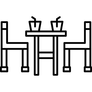 Sandalye ikonlu kafe masası, taslak biçimi