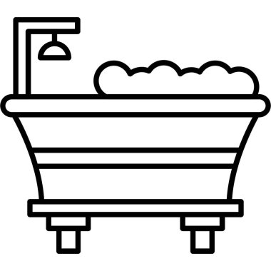 Banyo küveti ikonu ana hat vektörü. duş.