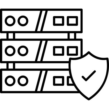 Beyaz arkaplanda izole edilmiş ana hat biçiminde kalkan güvenlik sistemi simgesi