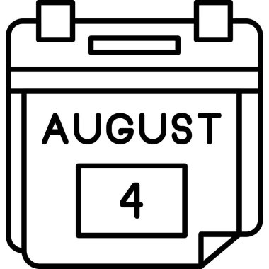 Ağustos 4 vektör simgesi beyaz üzerine