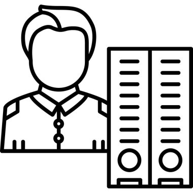 Bilgisayar ve dizin vektör tasarımına sahip iş adamı avatarı