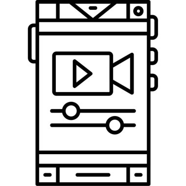 Video kamera simgesi. Beyaz arkaplanda izole edilmiş web tasarımı için video kamera vektör simgesi taslağı