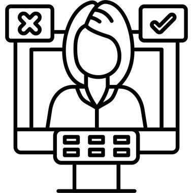 kadın bilgisayar simgesi ana hat biçiminde