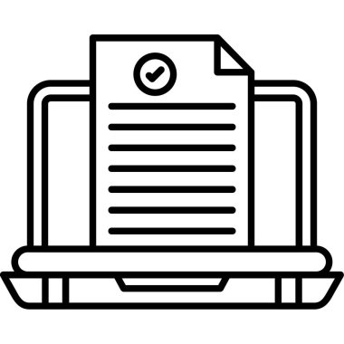 metin belgesi olan dizüstü bilgisayar, vektör illüstrasyon simgesi tasarımı