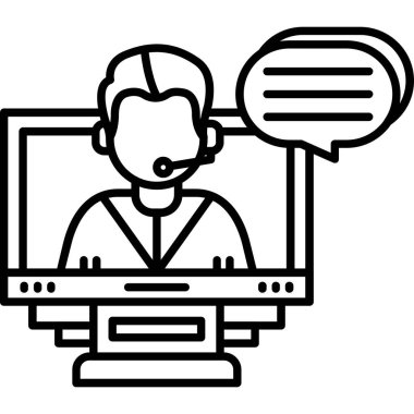 Çağrı merkezi operatör simgesi vektörü. Müşteri hizmetleri tabelası. izole edilmiş sınır sembolü çizimi