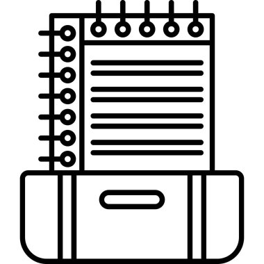 Kalem ikonlu defter. Beyaz arkaplanda izole edilmiş web tasarımı için özet yazı ve kağıt vektörü simgesi