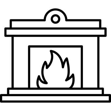 şömine simgesi vektör illüstrasyonu