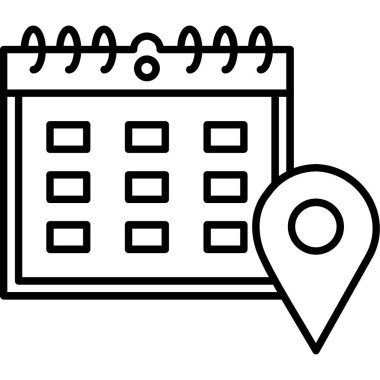 Takvim konumu simgesi dış hat vektörü. olay
