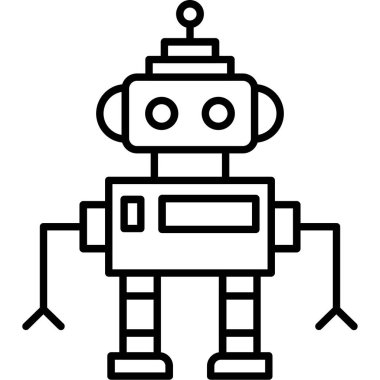 robot. Web simgesi basit illüstrasyon