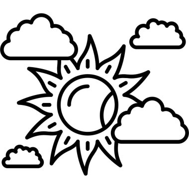 Güneş ikonu. Web için güneş vektörü simgesinin özet çizimi