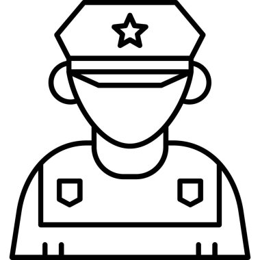Polis memuru ikonu. Beyaz arkaplanda izole edilmiş web tasarımı için polis memuru vektör simgesi ana hatları