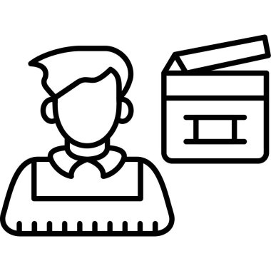 Kitap ikonu ana hatları vektörü olan çocuk. Öğrenci. okul öğrencisi