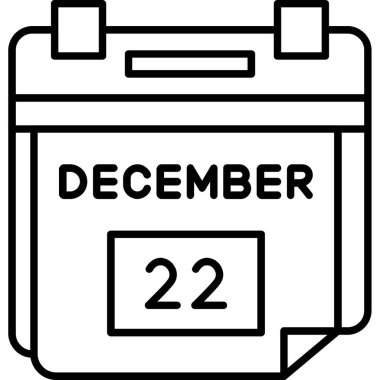 Aralık ikon vektörünün 22 Aralık takvimi