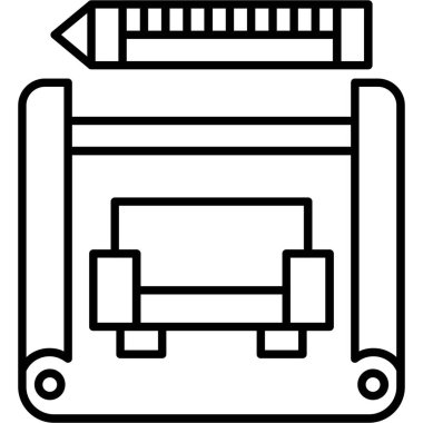 Mobilya ve simge sembollerinin vektör çizimi