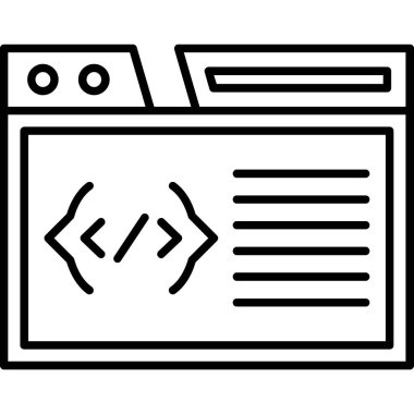 Kodlama simgesi. Beyaz arkaplanda izole edilmiş web tasarımı için özet kodlama vektörü simgesi
