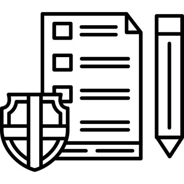 belge ve kalem simgesi vektörü. İnce çizgi işareti. izole edilmiş sınır sembolü çizimi