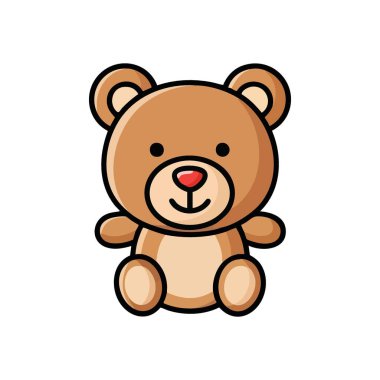 Tatlı peluş ayı çizgi filmi. Bu tatlı kahverengi sevimli hayvan çocukluk masumiyetini ve sıcaklığını temsil ediyor. Çocuk temaları ya da rahatlatıcı görseller için mükemmel bir oyuncak tasarımı..