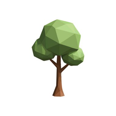 Şekillendirilmiş Yeşil Ağaç. Bu minimalist dijital bitki yeşillik ve sağlam kahverengi bir gövdeye sahiptir. Modern ve soyut bir şekilde doğal güzelliği temsil ediyor..