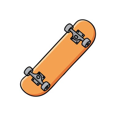 Turuncu Kaykay Çizimi. Klasik eğlence panosunun canlı bir grafiği, gençlik enerjisi ve kentsel kültür aktarımı için mükemmel. Spor ve aktif yaşam tarzı temaları için ideal.