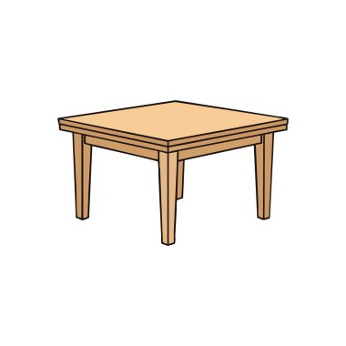 Klasik Tahta Masa Çizgi Filmi Tarzı. Çeşitli etkinlikler ve toplantılar için uygun bir ev eşyası tasarımı. Bir temel ve fayda duygusu uyandırır.