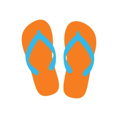 Canlı Yaz Parmak İzleri. Güneşli plaj günleri için ideal parlak turuncu ve gök mavisi bir çift sandalet. Rahatlama ve rahatlama hissi veriyor..