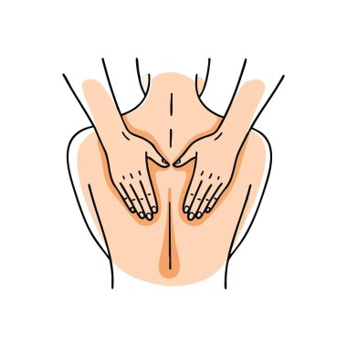 Rahatlatıcı sırt masajı terapisi. Stres atmak ve fiziksel rahatlamak için derin doku manipülasyonu sağlayan ellerin rahatlatıcı bir örneği. Kişisel bakım ve rahatlamayı temsil eder..