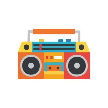 Canlı Retro Müzik Kutusu Sanatı. Bu neşeli grafik eski usul bir ses aygıtı sunuyor. Klasik ezgilerin anılarını canlandırıyor. Müziği, özgürlüğü ve ikonik bir geçmişi sembolize ediyor..