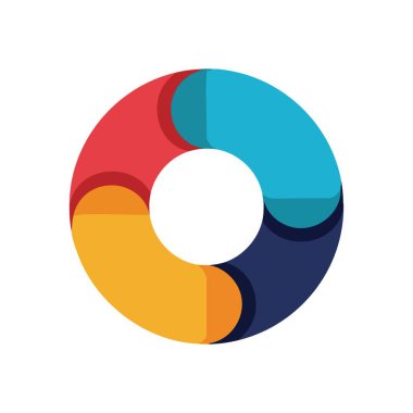 Renkli Süreç Döngü Tasarımı. Devamlı akışı, veri analizini ya da birbirine bağlı evreleri temsil eden modern soyut görsel. Parlak gölgeler, dayanışmayı sembolize eden güçlü bir element oluşturur..