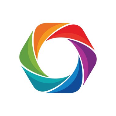 Dinamik Altıgen Renk Halkası. Akan gökkuşağı renklerinden oluşan dairesel bir dizi içeren canlı geometrik amblem. Birlik, çeşitlilik ve yeniliği temsil eder.