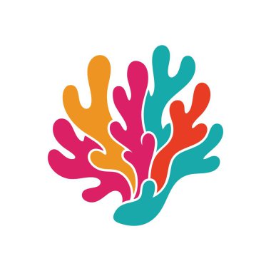 Canlı Soyut Mercan Sanatı. Parlak pembe, turuncu, kırmızı ve yeşil renkli organik su formlarının canlı bir çizimi. Bu tasarım doğanın büyümesini, çeşitliliğini ve akışkan güzelliğini sembolize eder..