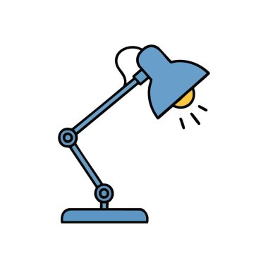 Ayarlanabilir Masa Lambası. Çok yönlü bir masa üstü ışıkçısının basit bir grafiği, parlak parlaklığı odağı, entellektüel arayışı ve yenilikçi fikirleri sembolize eder..