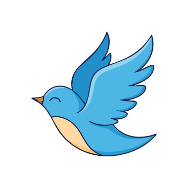 Mutlu Mavi Kuş Uçan Vektör Sanatı. Çekici kuş resimleri zarif hareketlerle mutlu bir gökyüzü yaratığını tasvir eder. Canlı gök mavisi tüyleri ve nazik ifadesi barışı ve özgürlüğü simgeliyor..