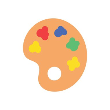 Sanatsal Renk Paleti Düz Tasarımı. Parlak renklerle dolu basit ama canlı bir sanatçı aracı grafiği. Yaratıcılık, hayal gücü ve sanatsal ifadeyi temsil eder.