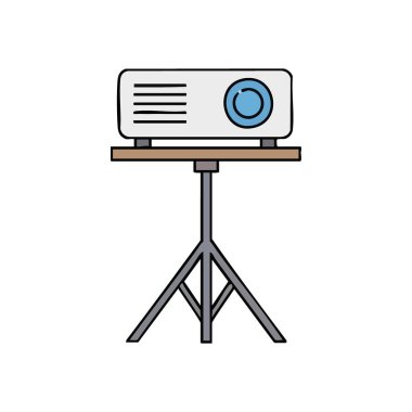 Sunum Projektörü kürsüye. Modern dijital ekran ünitesi sağlam bir tripoda dayanır. Etkili görsel sunumlar, eğitim dersleri veya ev eğlencesi ayarları için ideal.