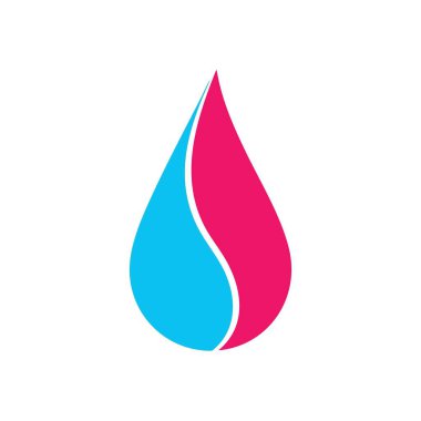 Canlı Soyut İkili Bırakma Sembolü. Şekil verilmiş damlacık canlı mavi ve koyu pembe harmanlanmış bir harmoni sergiliyor. Akışkan hareketi, özeni ve modern tasarım estetiğini temsil eder..