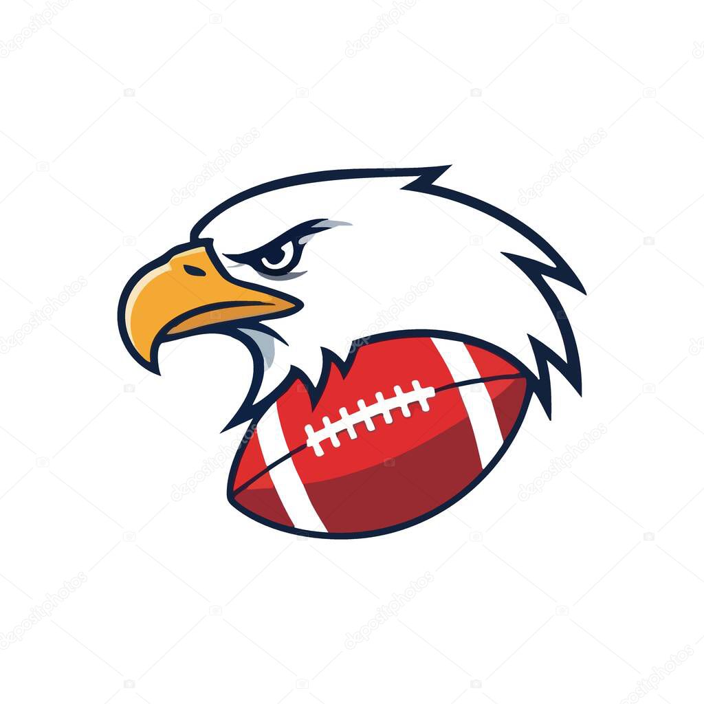 Fierce Eagle Football Logo. This powerful avian athlete illustration symbolizes vigor and determination in gridiron competition. Perfect for athletic brands and teams.