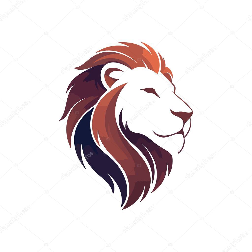 Majestic Feline Profile Emblem. Stylized animal depiction embodying strength, courage, leadership. Modern vector artwork featuring a vibrant artistic mane.
