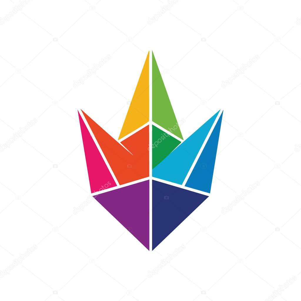 Dynamic Multicolor Triangle Symbol. This artistic graphic blends a rainbow of hues within interconnected triangles, evoking feelings of energy, community, and vibrant upward movement.