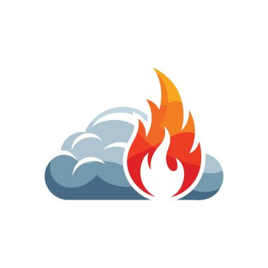 Bulut Hesaplama Sıcak Alarmı. Alevler içinde kalmış bir veri depolama sembolünü gösteren canlı bir grafik. Siber güvenlik tehditleri, sistem aşırı yüklemeleri ve dinamik ağ operasyonlarını temsil eder.