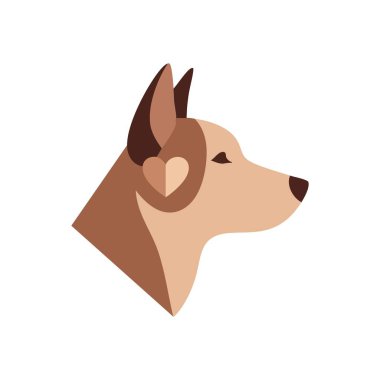 Sevgili Köpek Profil Vektörü Sanatı. Zarif, minimalist grafik. Sadık bir evcil hayvan. Tasarım içindeki ince bir kalp şekli gerçek bir bağlılık ve güçlü bir yoldaşlık taşır..